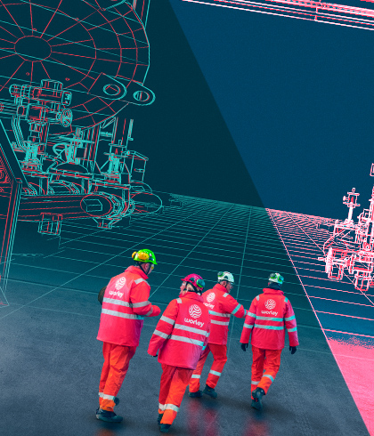 Four Worley people wearing PPE.