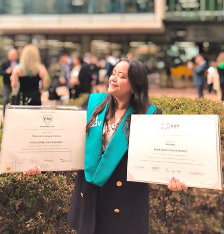 Daniela celebrating her graduation