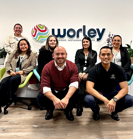 Daniela sitting with Worley people team