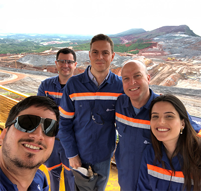 Darryn with four other Worley team during the Minas-Rio project at an iron ore mine.