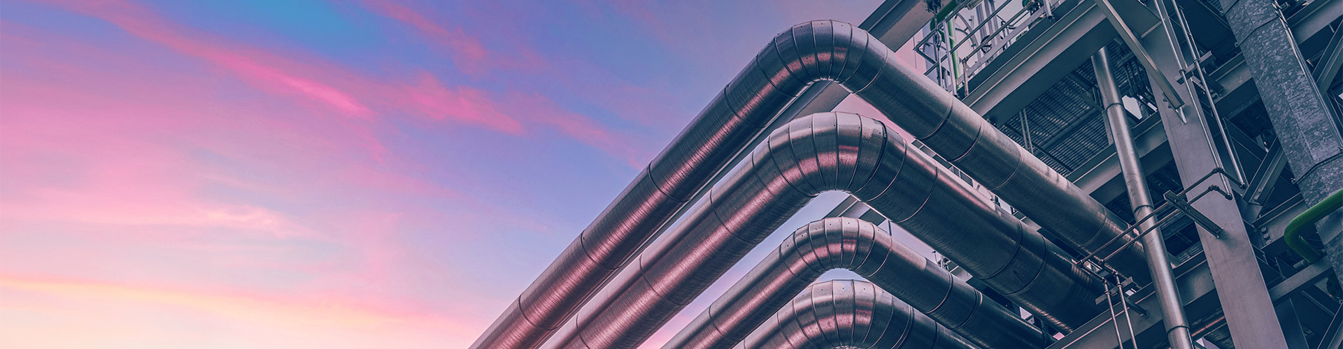 Steel pipes at a refinery.