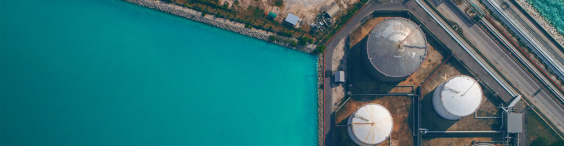Oil storage tanks at a port.