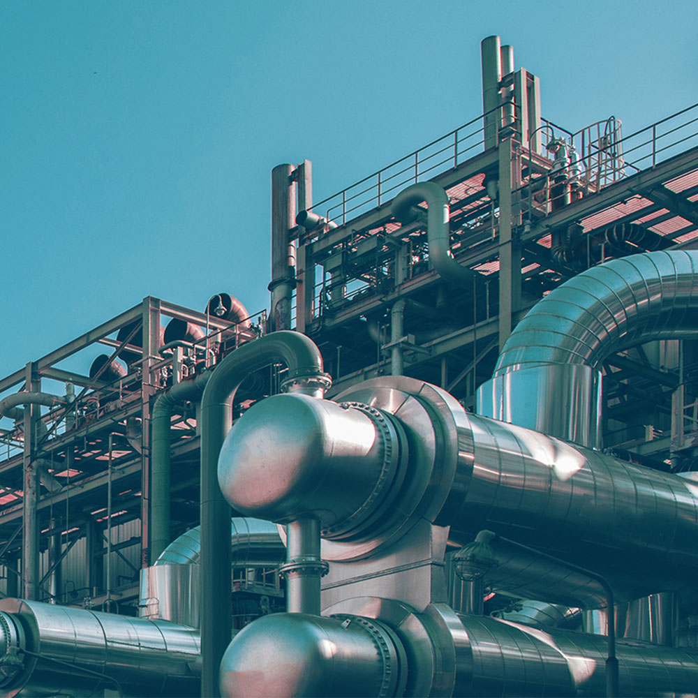 Oil refinery and petrochemical plant.