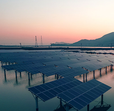 Solar power plant in the water.