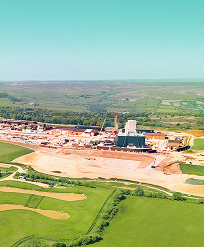 Aerial view of the Woodsmith mine site.