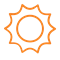 Icon of the sun representing Burnt Orange.