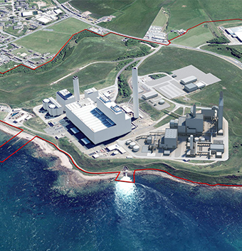 Rendering of the Petershead carbon capture power station.