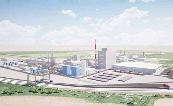 3D rendering of the waste to jet fuel plant.