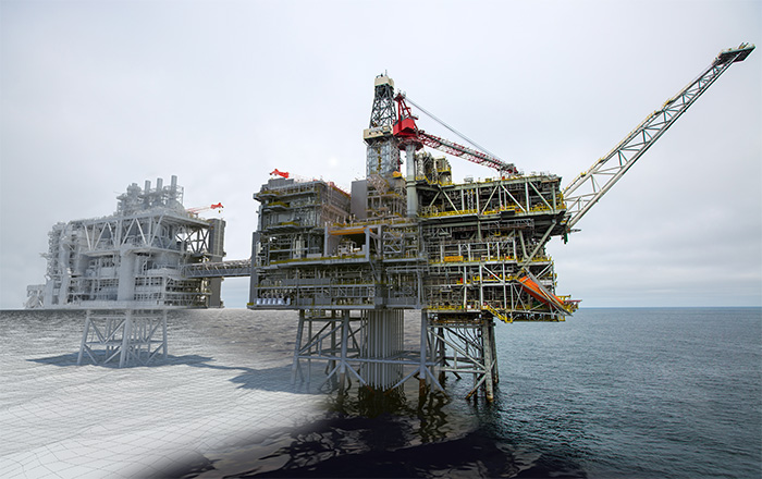 Clair Ridge platform in the North Sea with a digital twin.