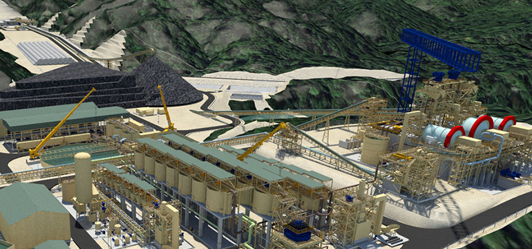 Digital rendering of the SmartPlant model of Wafi-Golpu mine.
