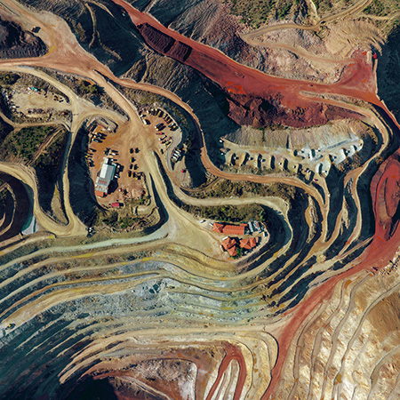 Aerial view of an open cut mine.